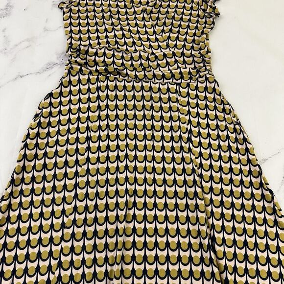 Boden Lily Jersey Knit Maxi Dress Size 4 Petite Yellow Blue Geometric Pockets - Picture 3 of 11